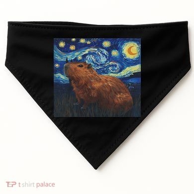 Capybara Van Gogh Style Starry Night USA-Made Doggie Bandana