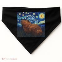 Capybara Van Gogh Style Starry Night USA-Made Doggie Bandana thumb 0