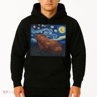 Capybara Van Gogh Style Starry Night Hoodie thumb 2