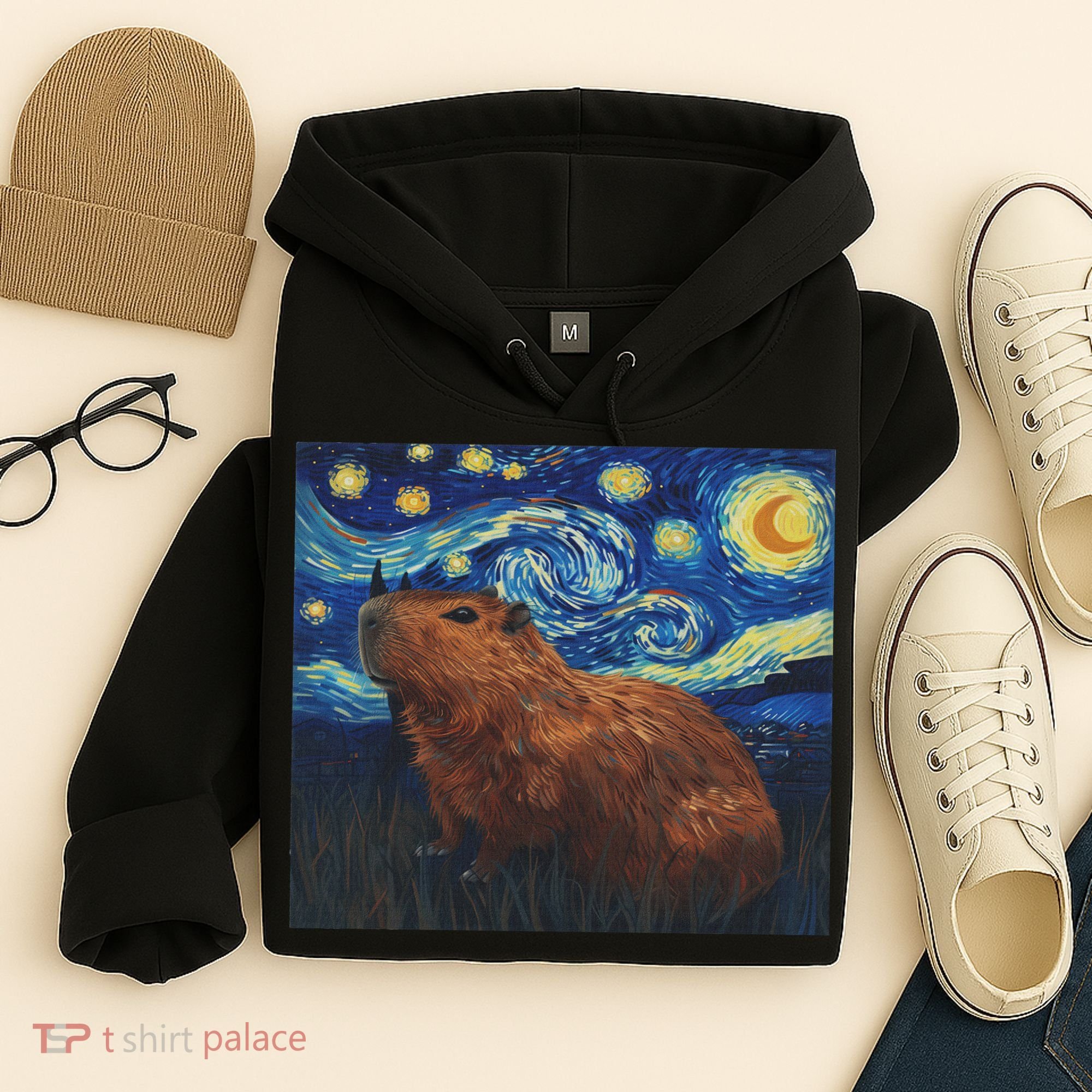 Capybara Van Gogh Style Starry Night Hoodie