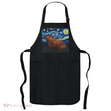 Capybara Van Gogh Style Starry Night Apron