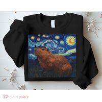 Capybara Van Gogh Style Starry Night Sweatshirt thumb 2