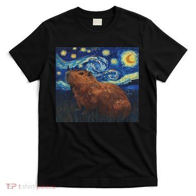 Capybara Van Gogh Style Starry Night T-Shirt