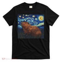 Capybara Van Gogh Style Starry Night T-Shirt thumb 0