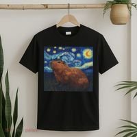 Capybara Van Gogh Style Starry Night T-Shirt thumb 2