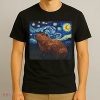 Capybara Van Gogh Style Starry Night T-Shirt thumb 3