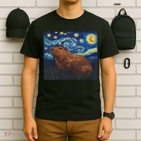 Capybara Van Gogh Style Starry Night T-Shirt thumb 6