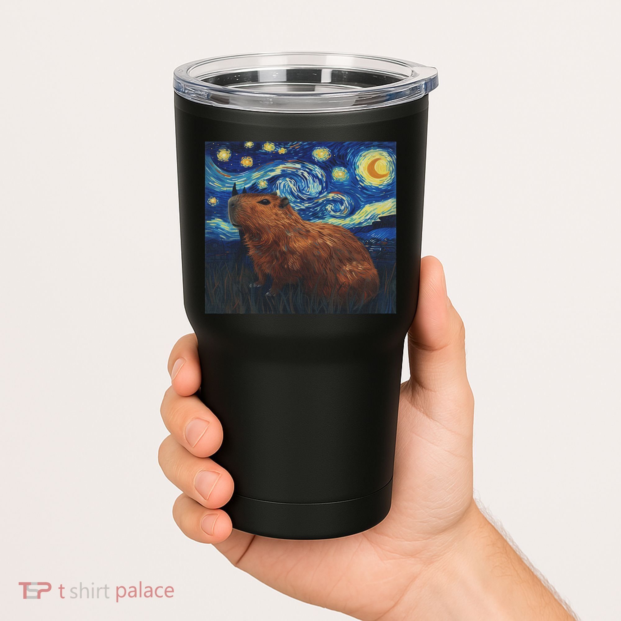 Capybara Van Gogh Style Starry Night Tumbler