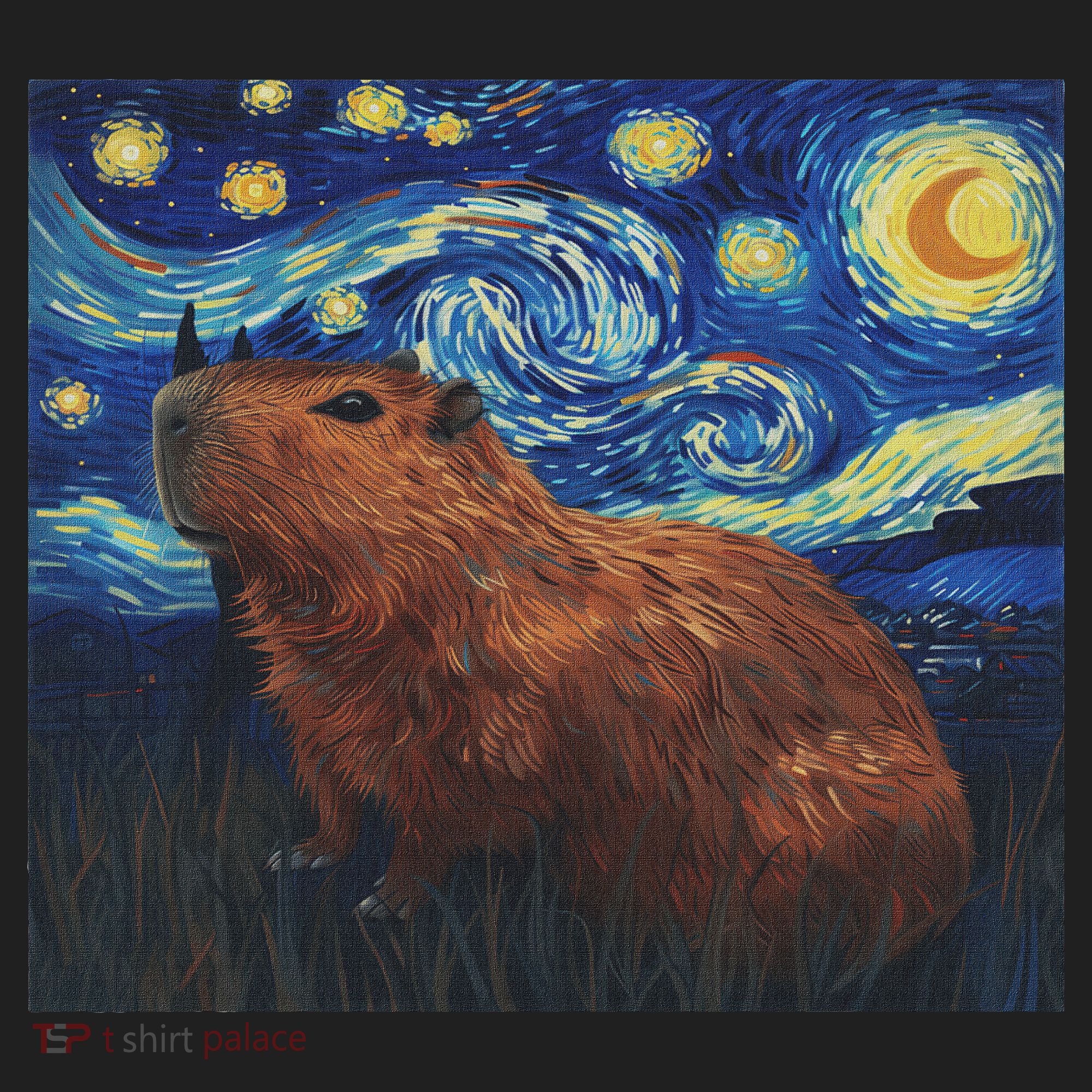 Capybara Van Gogh Style Starry Night Tumbler