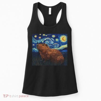 Capybara Van Gogh Style Starry Night Women's Tank Top