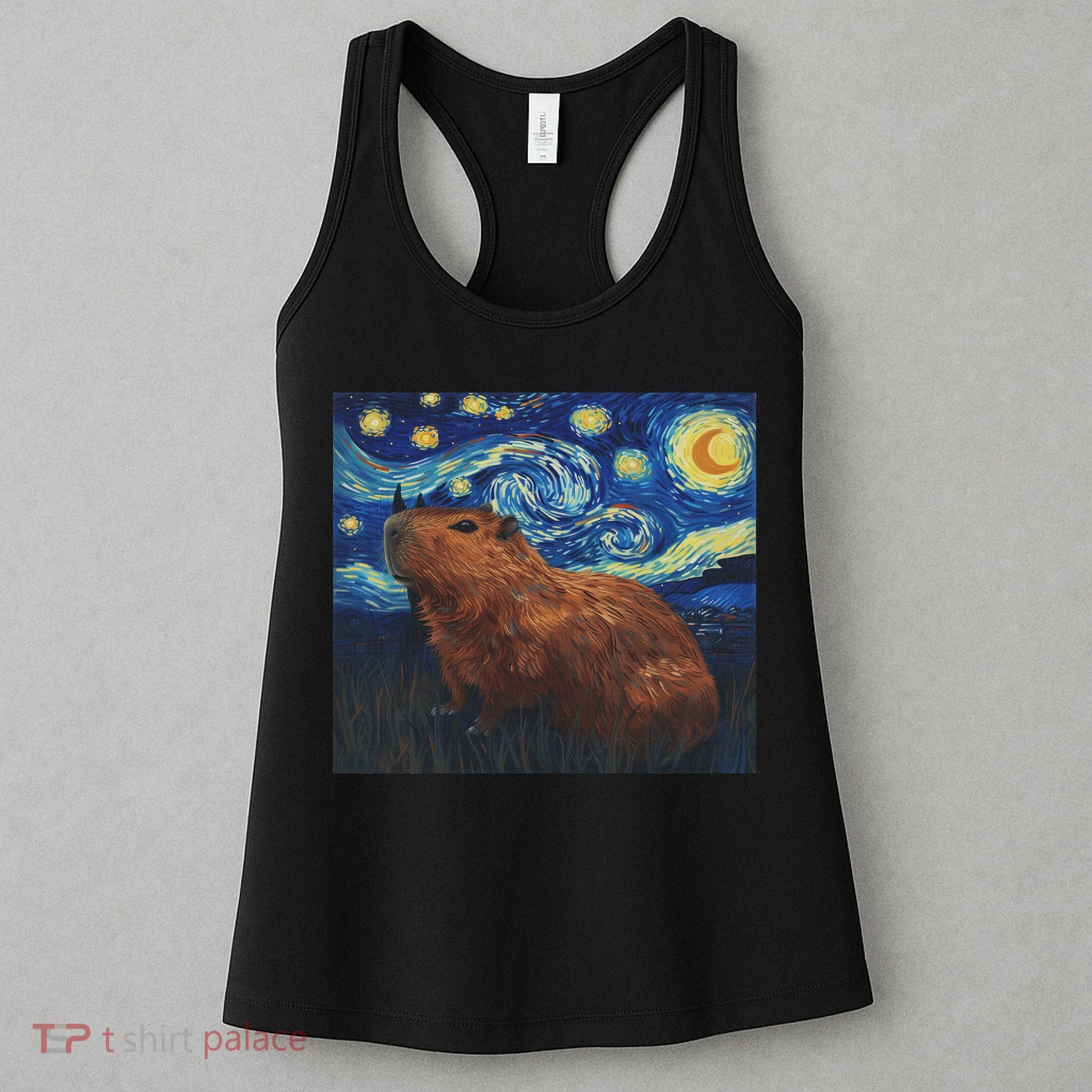 Capybara Van Gogh Style Starry Night Women's Tank Top