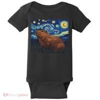 Capybara Van Gogh Style Starry Night Baby Bodysuit thumb 0