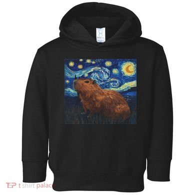 Capybara Van Gogh Style Starry Night Toddler Hoodie