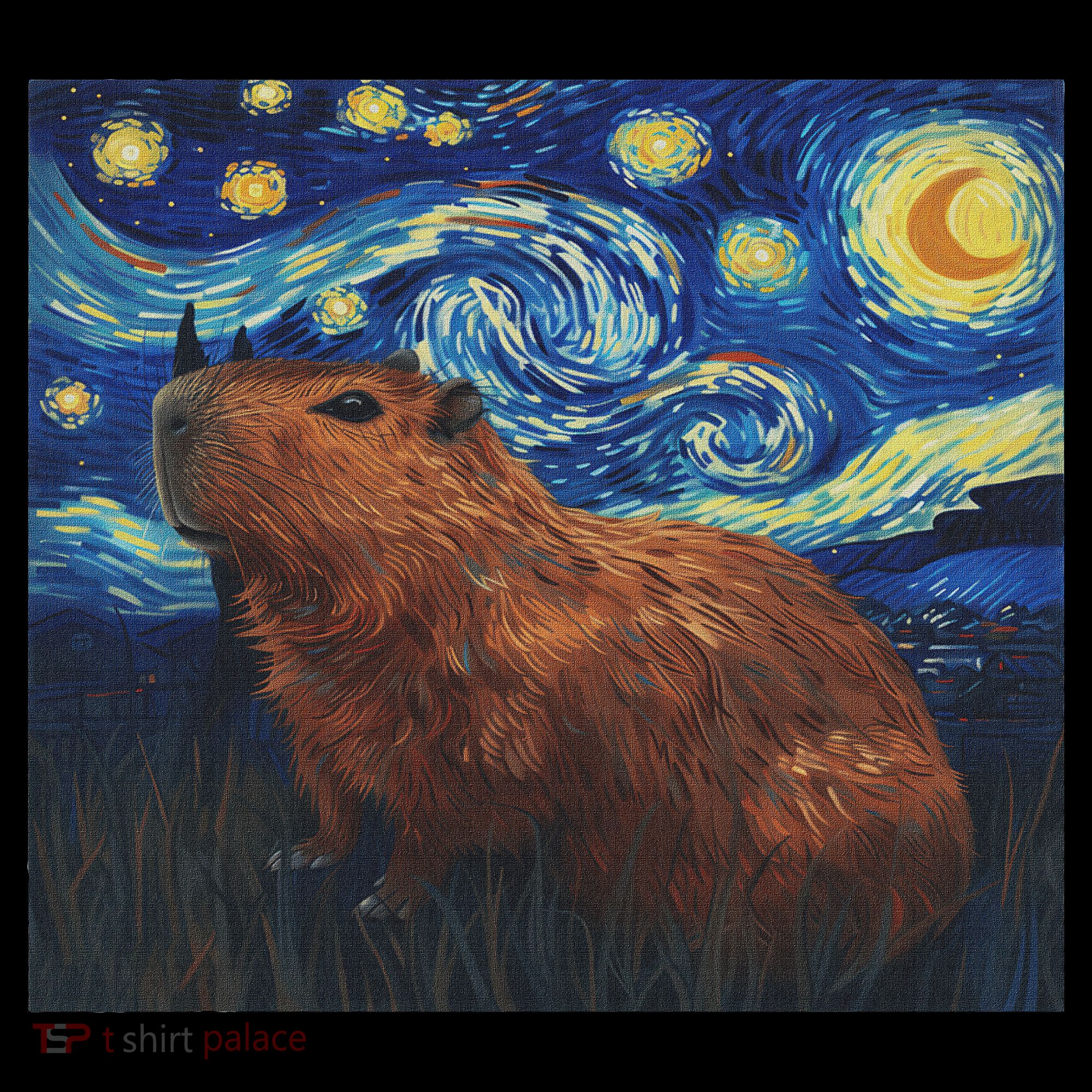 Capybara Van Gogh Style Starry Night Toddler Hoodie
