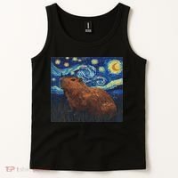 Capybara Van Gogh Style Starry Night Tank Top thumb 2