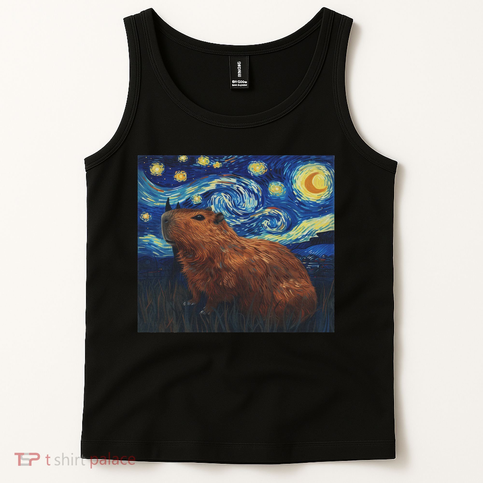 Capybara Van Gogh Style Starry Night Tank Top