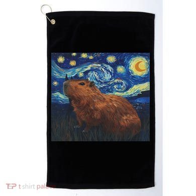 Capybara Van Gogh Style Starry Night Golf Towel