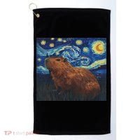 Capybara Van Gogh Style Starry Night Golf Towel thumb 0