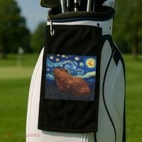 Capybara Van Gogh Style Starry Night Golf Towel thumb 2