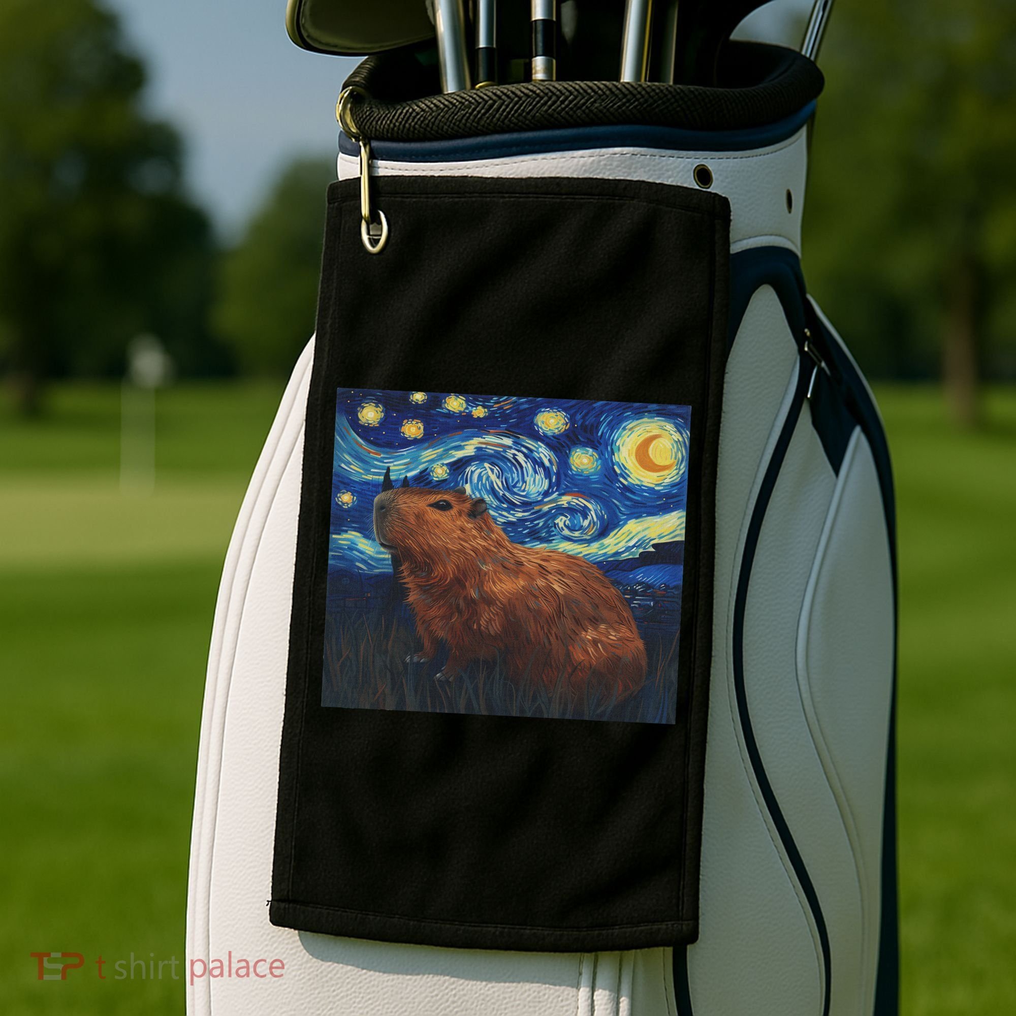 Capybara Van Gogh Style Starry Night Golf Towel