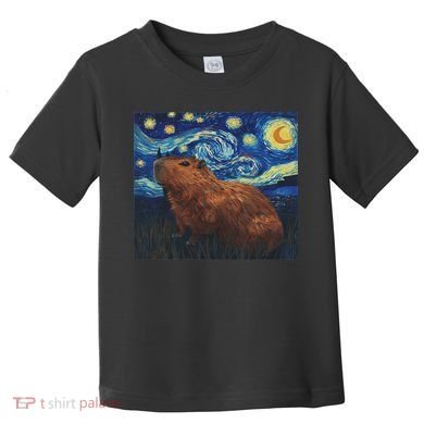 Capybara Van Gogh Style Starry Night Toddler T-Shirt