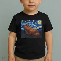 Capybara Van Gogh Style Starry Night Toddler T-Shirt thumb 2