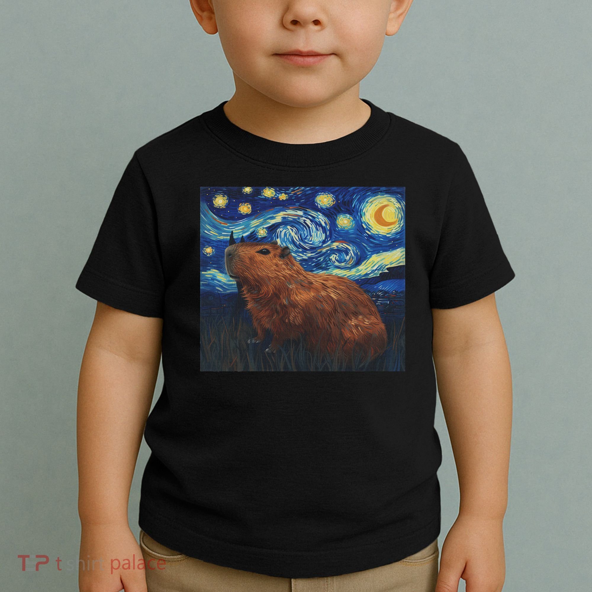 Capybara Van Gogh Style Starry Night Toddler T-Shirt