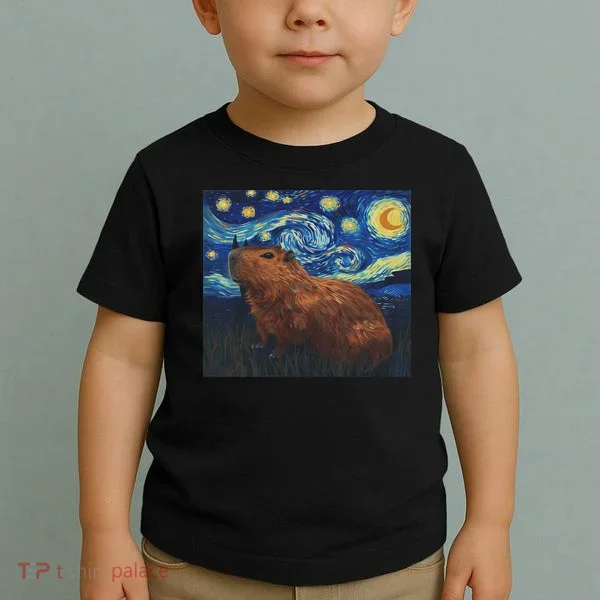 Capybara Van Gogh Style Starry Night Toddler T-Shirt