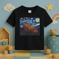 Capybara Van Gogh Style Starry Night Toddler T-Shirt thumb 3