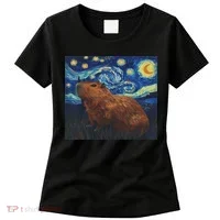 Capybara Van Gogh Style Starry Night Women's T-Shirt thumb 0