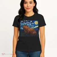 Capybara Van Gogh Style Starry Night Women's T-Shirt thumb 4