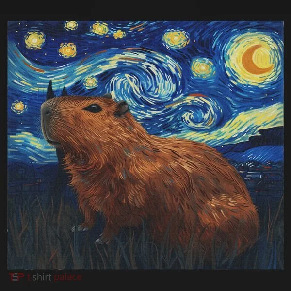Capybara Van Gogh Style Starry Night Women's T-Shirt