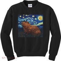 Capybara Van Gogh Style Starry Night Kids Sweatshirt thumb 0