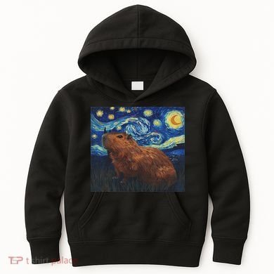Capybara Van Gogh Style Starry Night Kids Hoodie