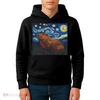 Capybara Van Gogh Style Starry Night Kids Hoodie thumb 4