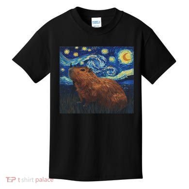 Capybara Van Gogh Style Starry Night Kids T-Shirt