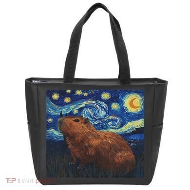 Capybara Van Gogh Style Starry Night Tote Bag