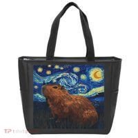 Capybara Van Gogh Style Starry Night Tote Bag thumb 0