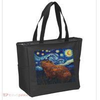 Capybara Van Gogh Style Starry Night Tote Bag thumb 2