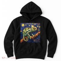 Chameleon Van Gogh Style Starry Night Hoodie thumb 0