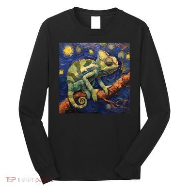Chameleon Van Gogh Style Starry Night Long Sleeve Shirt