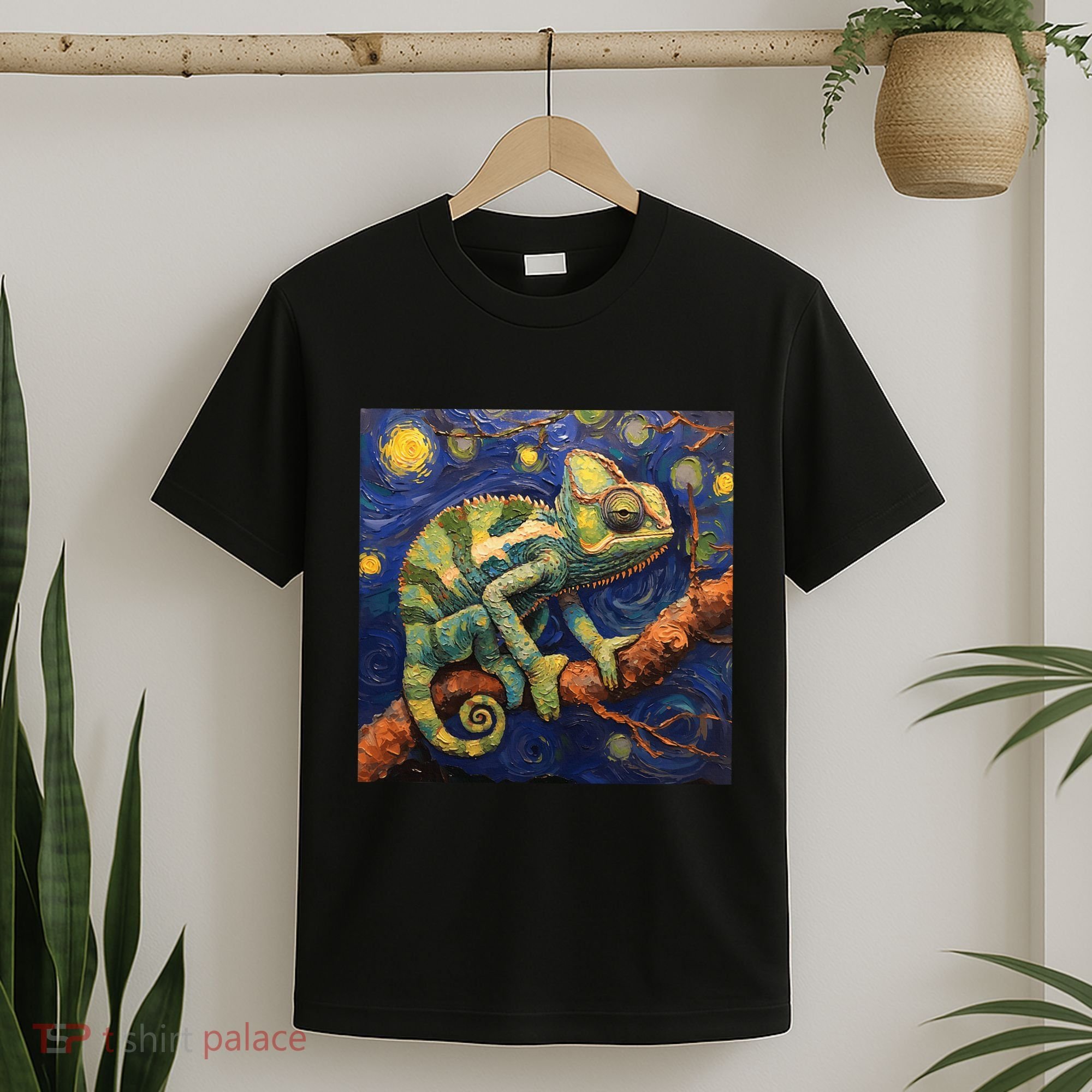 Chameleon Van Gogh Style Starry Night T-Shirt