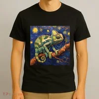 Chameleon Van Gogh Style Starry Night T-Shirt thumb 3