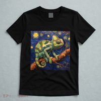 Chameleon Van Gogh Style Starry Night T-Shirt thumb 5