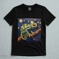 Chameleon Van Gogh Style Starry Night T-Shirt thumb 5