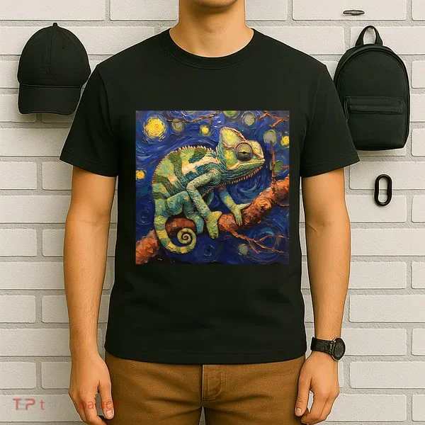 Chameleon Van Gogh Style Starry Night T-Shirt