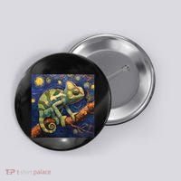 Chameleon Van Gogh Style Starry Night Button thumb 0