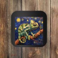 Chameleon Van Gogh Style Starry Night Coaster thumb 0