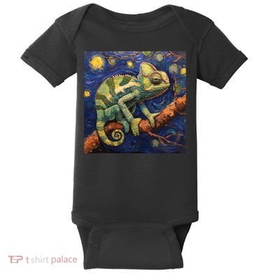 Chameleon Van Gogh Style Starry Night Baby Bodysuit