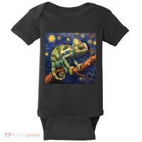 Chameleon Van Gogh Style Starry Night Baby Bodysuit thumb 0